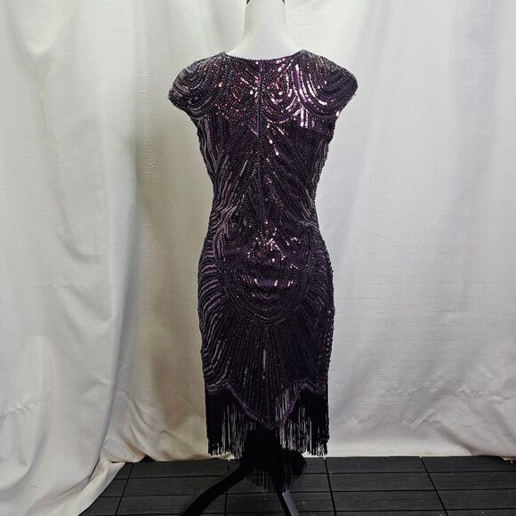 Purple Sequin Fringe Flapper Style Dress Size Small - Picture 8 of 12